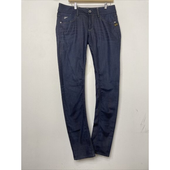 G Star Raw Woman 33x36 Lynn Skinny Dark Blue Denim Jeans - Picture 2 of 8